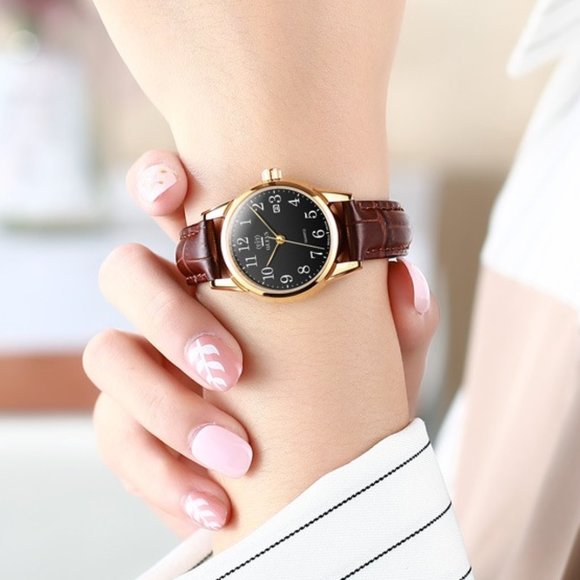 Black Couple Watches with Arabic Numeral Disign - Picture 5 of 6